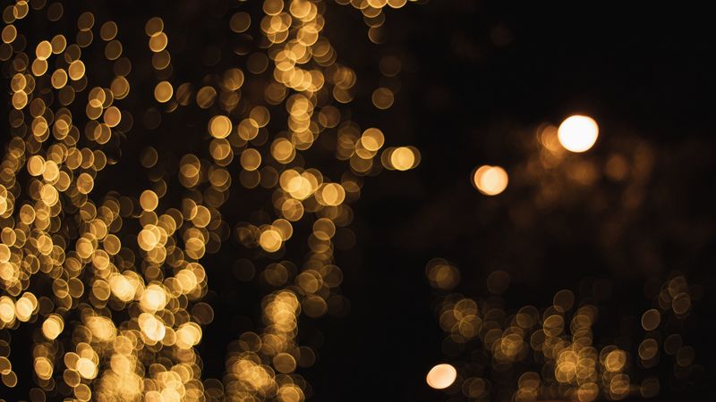 glare, bokeh, circles, golden, 4k