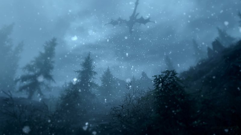 The Elder Scrolls V: Skyrim, Alduin, PC gaming, RPG, Skyrim Remastered, dragon, snowstorm, winter