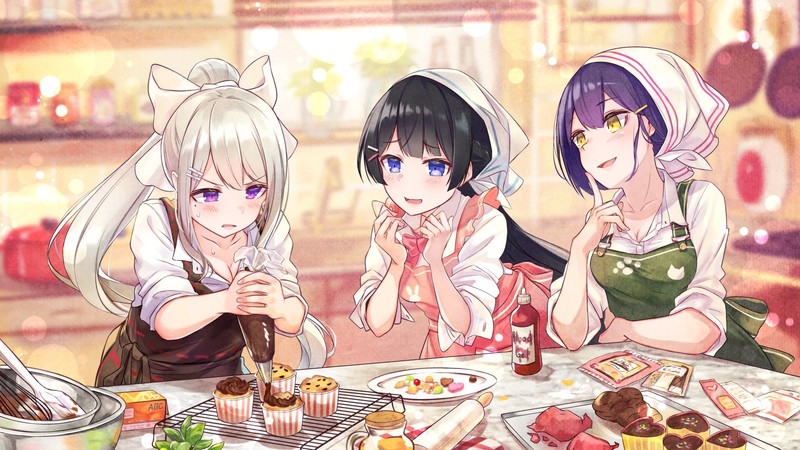 anime girls, anime, Nijisanji, Higuchi Kaede, Tsukino Mito, Rin Shizuka, Virtual Youtuber