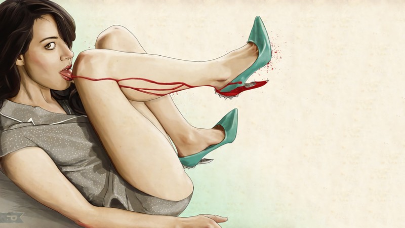 Keith P. Rein, drawing, blood, legs, licking, women, artwork, dark hair