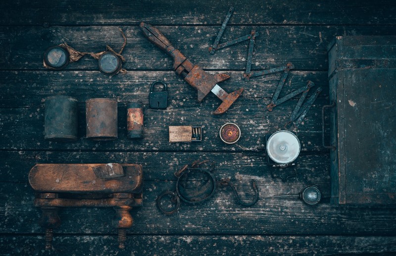 old, tools, rust, metal, lock