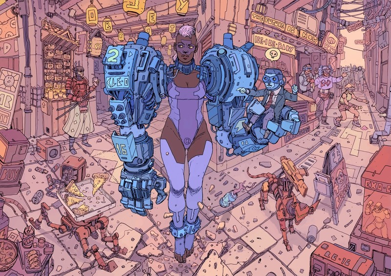 futuristic city, artwork, cyborg, futuristic