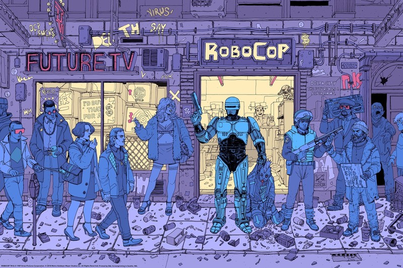 futuristic, RoboCop, cyborg, artwork, Josan Gonzalez