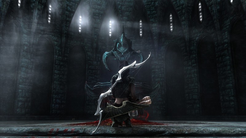 The Elder Scrolls V: Skyrim, bow and arrow, video games, PC gaming, screen shot, people, Light armor, quiver, blood, Daedra, Vampire (video game)