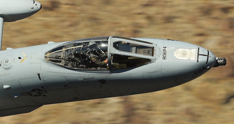 photography, jet fighter, flying, aircraft, A-10 Thunderbolt, US Air Force, Death Valley, closeup