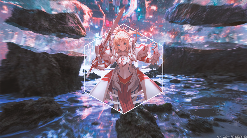 anime girls, anime, picture-in-picture, Mordred (Fate/Apocrypha)
