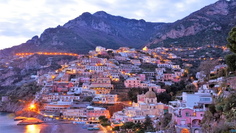 sea, village, nature, landscape, mountains, Italy, Positano, city, cityscape