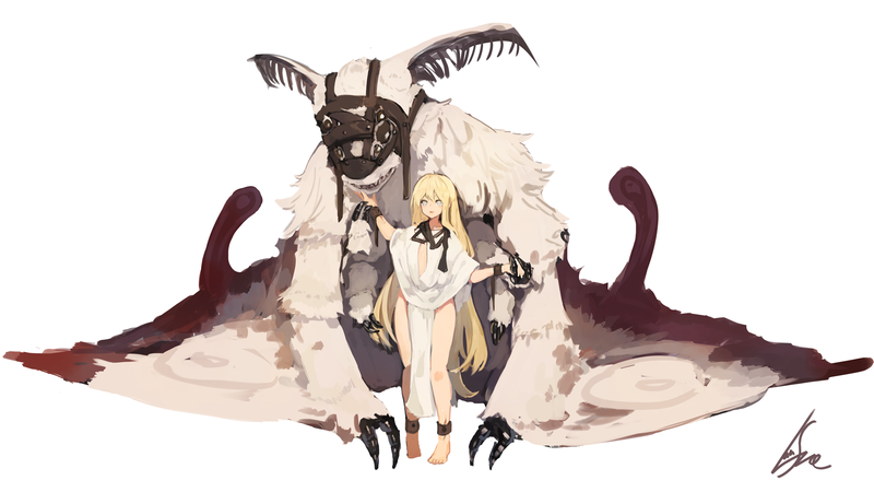 anime girls, anime, original characters, monster girl, Lalansane, simple background