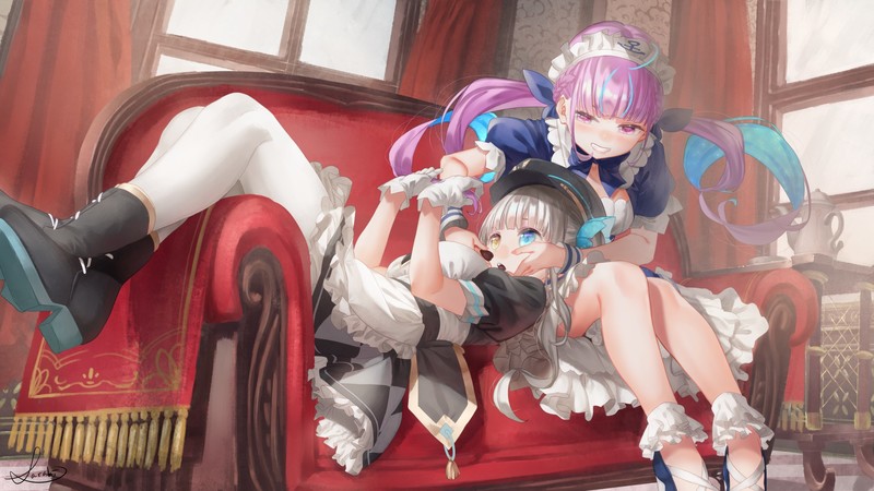 anime girls, anime, Virtual Youtuber, Saraki, Hololive, Minato Aqua, Kagura Mea
