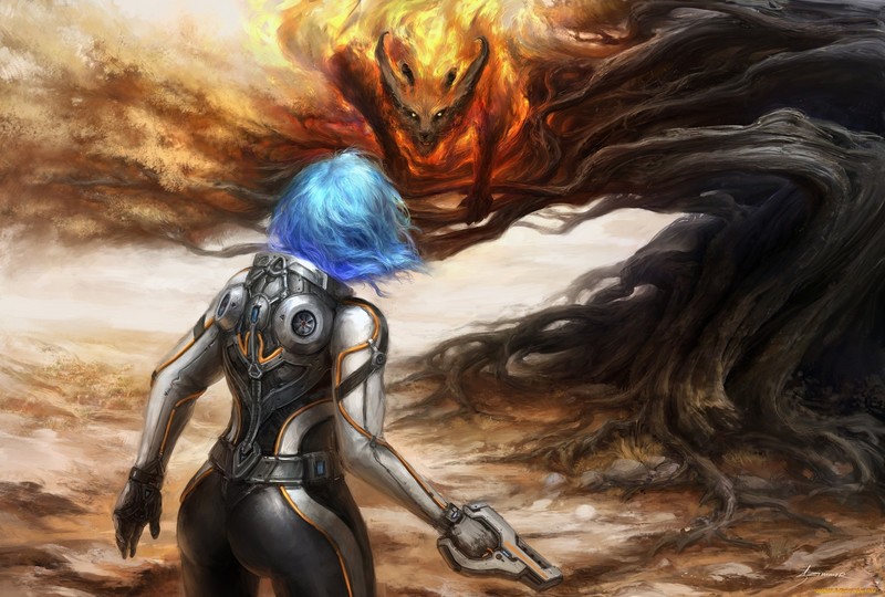 fantasy art, artwork, fantasy girl, creature