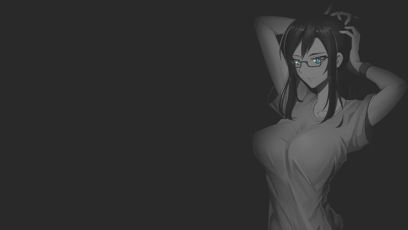 anime, anime girls, ecchi, boobs, dark background, minimalism, HANEBADO!, women, illustration
