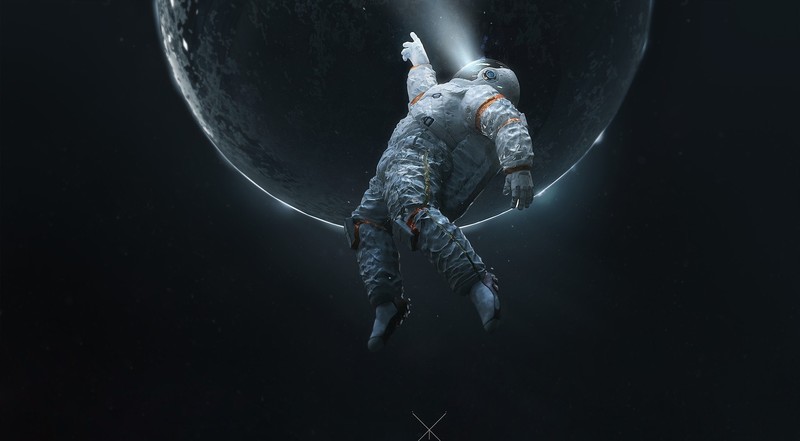 astronaut, space, space art, digital art, planet