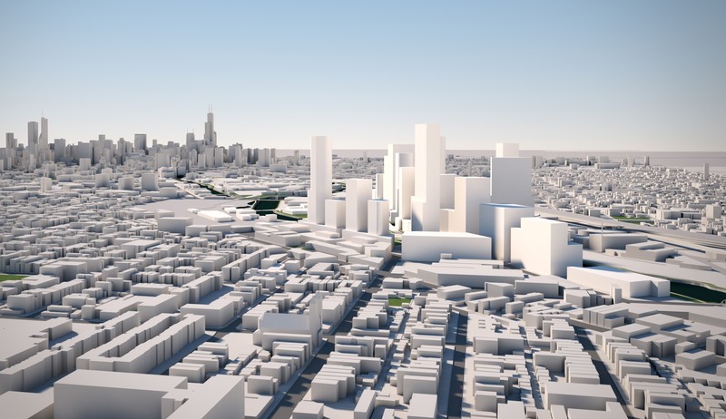 digital art, CGI, 3D, cityscape, render, rendering, building, street, skyscraper