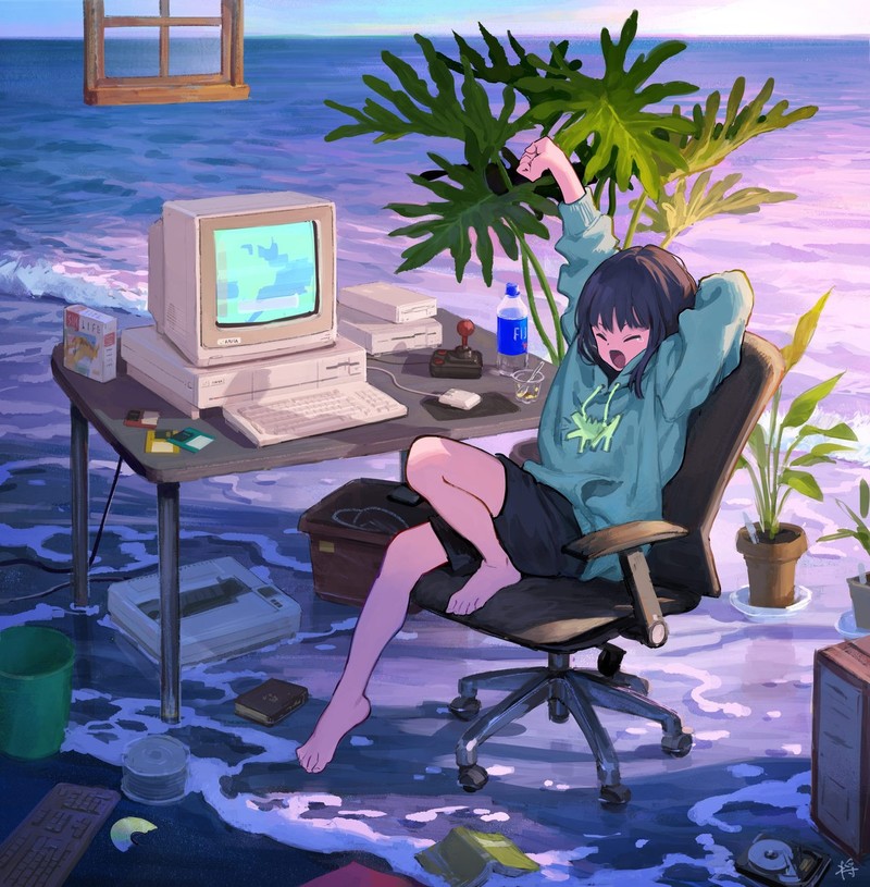 anime, anime girls, dark hair, original characters