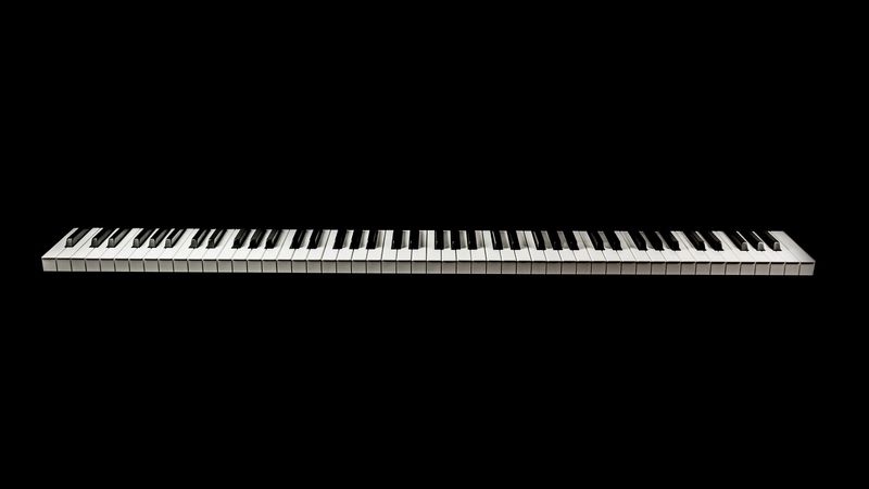 piano, keys, bw, minimalism, 4k