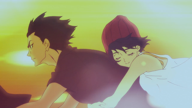 Akira Fudo, Miki Makimura, sunset, happy, devilman crybaby