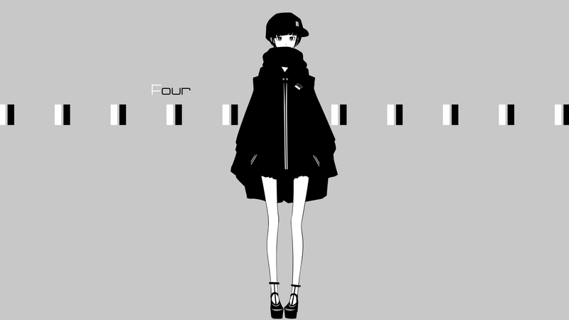 anime girls, original characters, simple background, hat, jacket, scarf, short hair