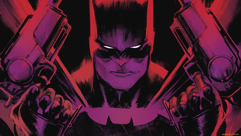 artwork, red, purple, Batman