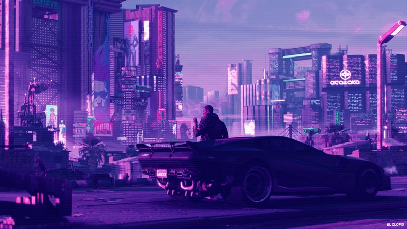 Cyberpunk 2077, synthwave, car, digital art, vehicle, futuristic city