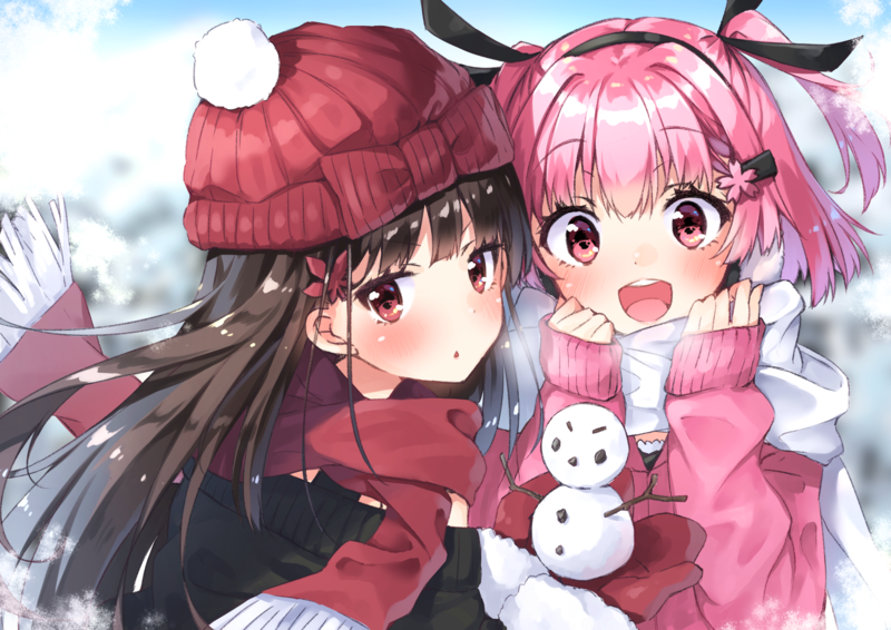 anime, anime girls, original characters, snow, winter