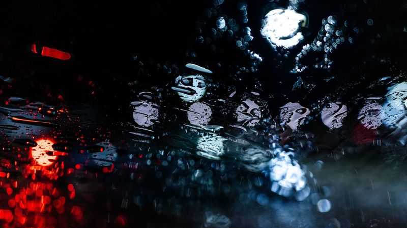drops, glare, bokeh, moisture, rain, surface, 4k