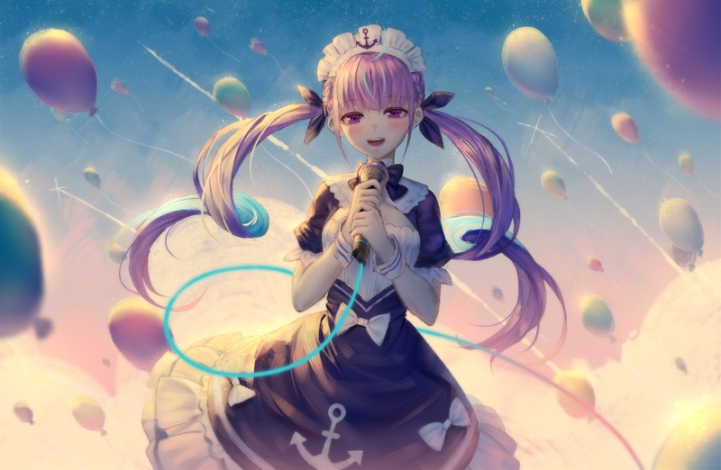 anime, anime girls, Virtual Youtuber, pink hair, pink eyes, Hololive, Minato Aqua