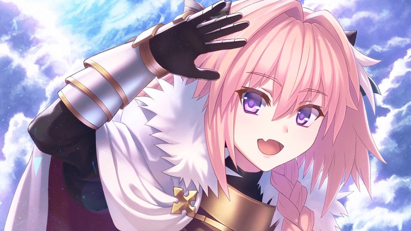 Astolfo, anime, anime girls, pink hair, purple eyes, open mouth