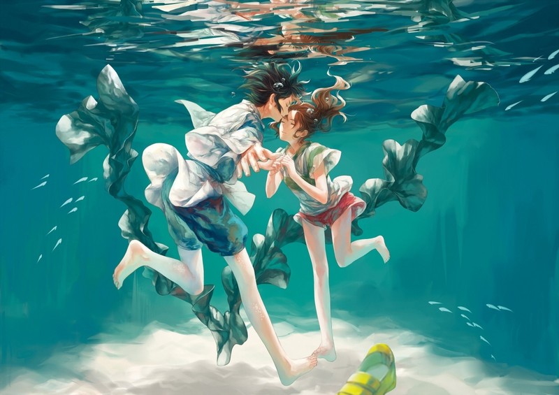 anime, underwater, anime girls, anime boys, Spirited Away, Studio Ghibli