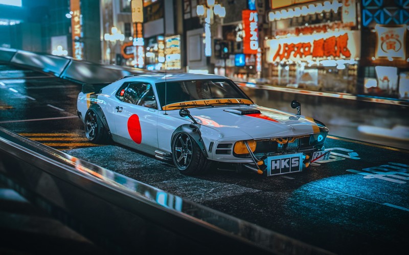 traditional 3d, car, Japan, concept art, flag, vehicle