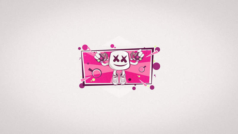 Marshmello, Fortnite, concerts, Marshmallow Man, pink clouds, white