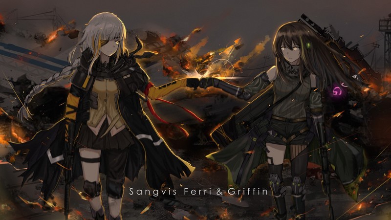 anime girls, anime, Girls Frontline, m4a1 (girls frontline), M16 (Girls Frontline)