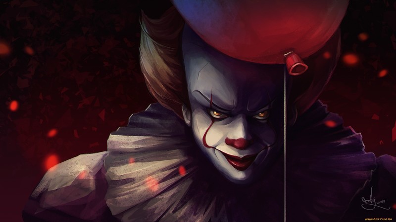 pennywise, clown, balloon, horror, artwork, 2017 (Year)