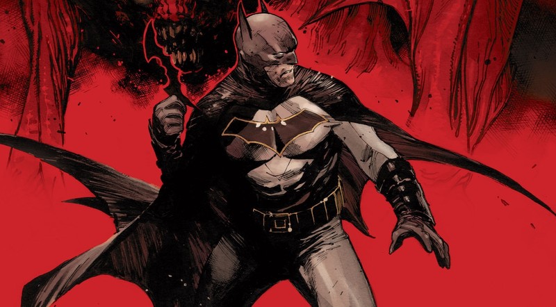 Batman, artwork, red background