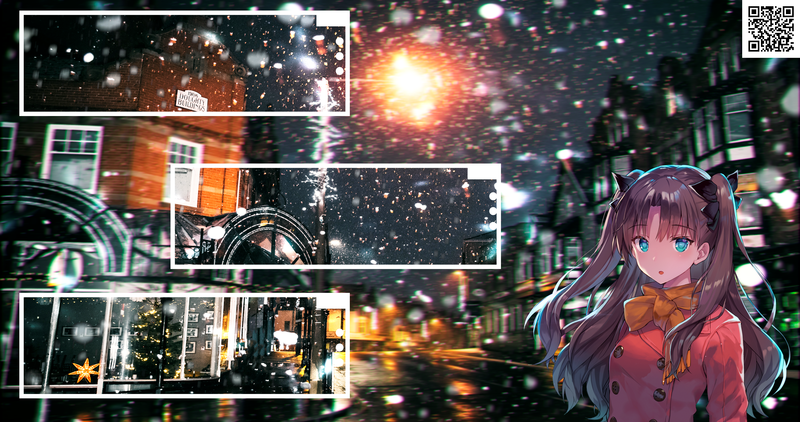 Fate/Stay Night, Fate/Grand Order, anime, anime girls, city, snow, blue eyes