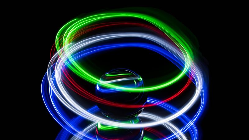 ball, neon, glass, circles, dark, 4k