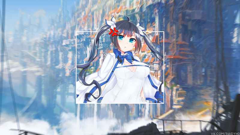 anime girls, anime, picture-in-picture, Hestia, Dungeon ni Deai wo Motomeru no wa Machigatteiru Darou ka