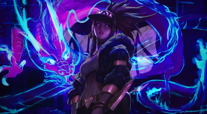 Akali(League of Legends), League of Legends, K/DA, video games, video game girls, Akali, purple hair