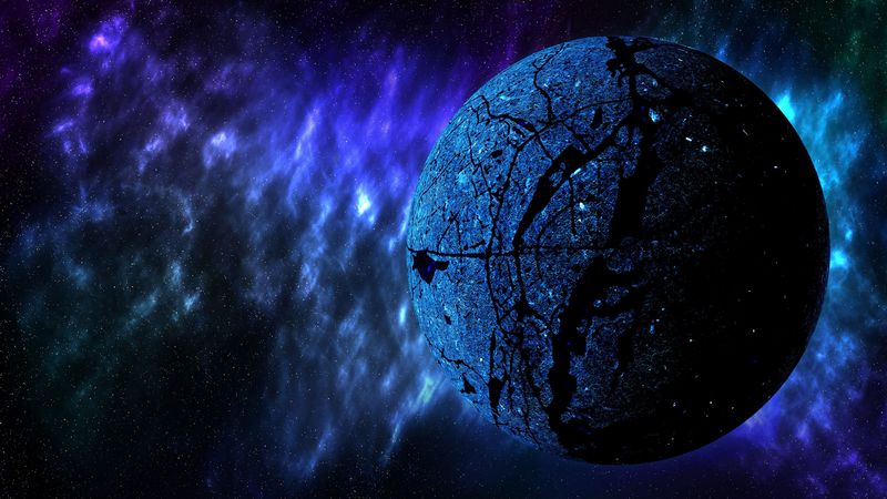 planet, space, universe, galaxy, blue, 4k