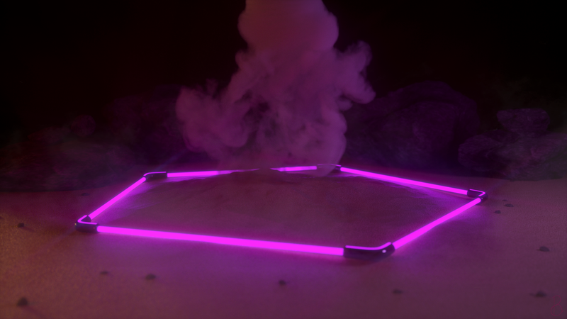 sand, smoke, neon, shining, violet, glowing, CGI, digital, OctaneRender