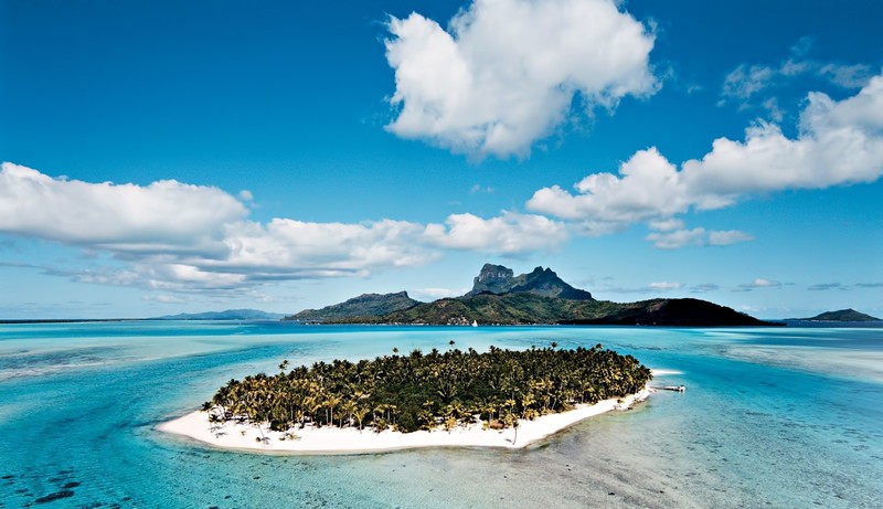 nature, island, palm trees, mountains, beach, sea, clouds, water, landscape