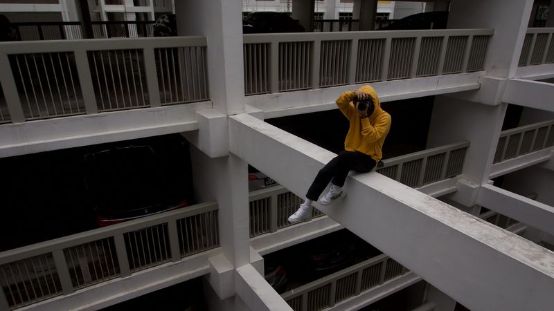 photographer, parking, height, 4k