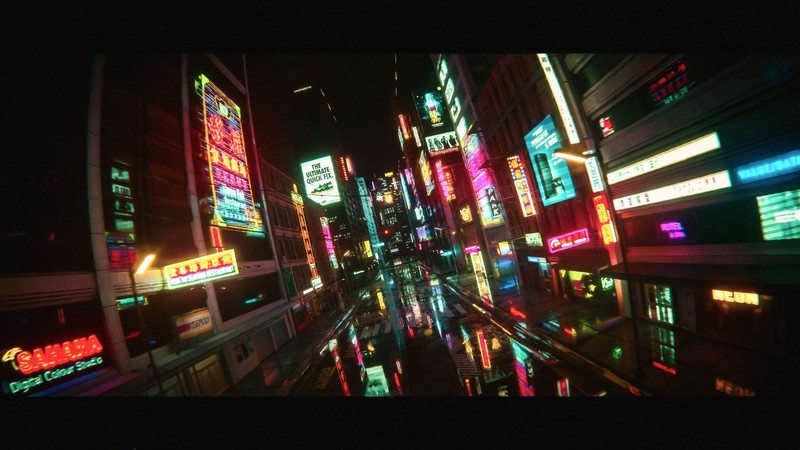 neon, city, street