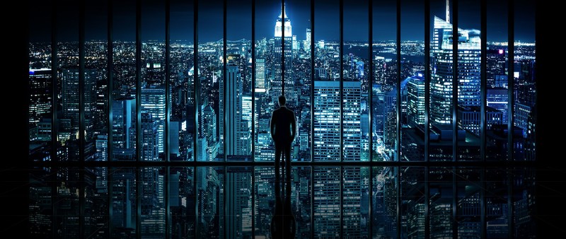 city, New York City, Dominic Kamp, dark, window, reflection, cityscape, 2013 (Year)