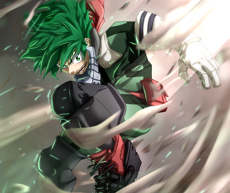Boku no Hero Academia, anime boys, green hair, green eyes, anime, Male