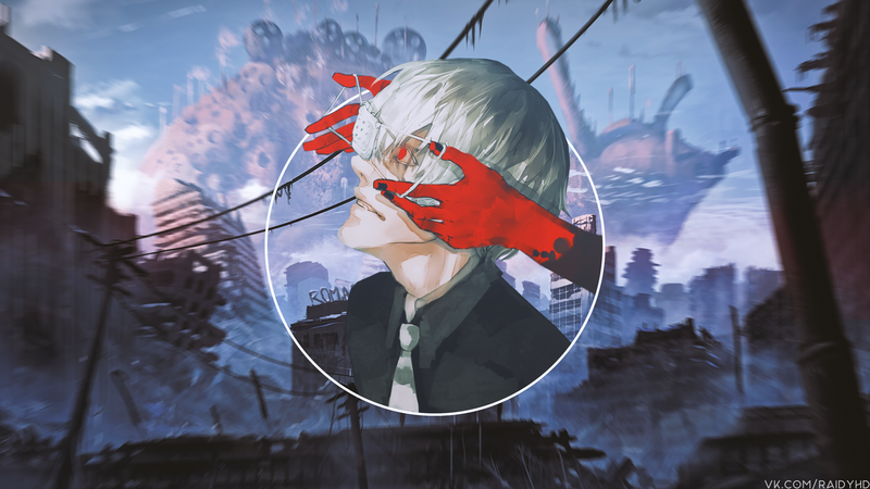 anime, picture-in-picture, Kaneki Ken, anime boys, red eyes, tie, Male