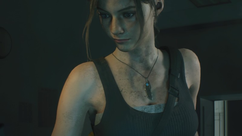 Resident Evil 2 Remake, Resident Evil 2, Resident Evil, PlayStation 4, PlayStation, Claire Redfield, necklace, screen shot, video games