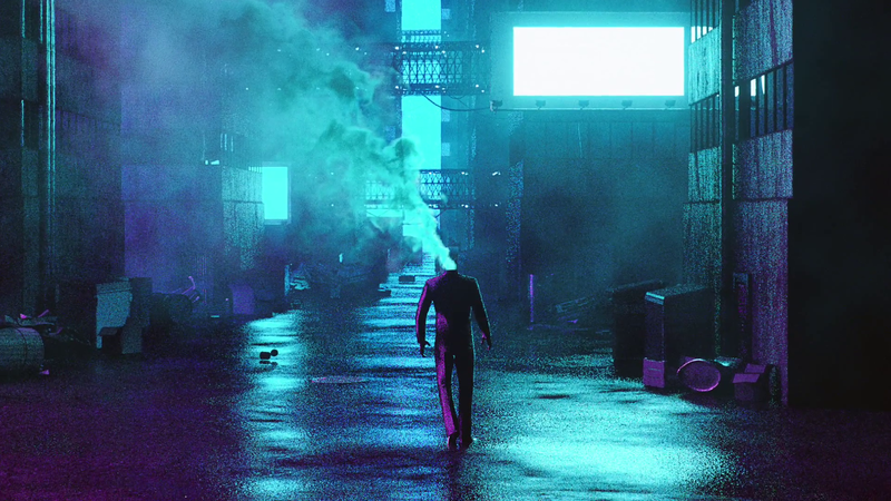 Jean Michel Jarre, electronic music, music, Equinoxe, cyan, wet, night, wet street, smoke, alleyway, urban