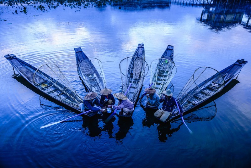 Asia, fishermen, water, boat