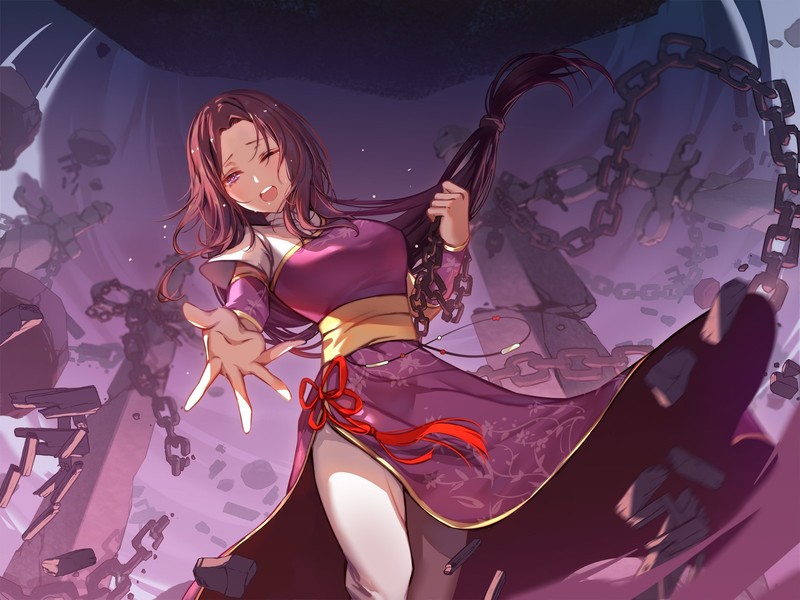 anime girls, anime, chains, dress, fantasy girl