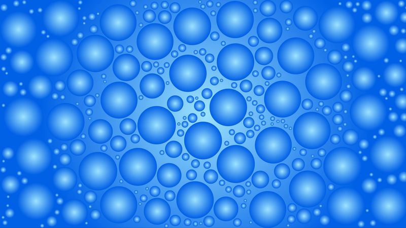 circles, bubbles, balls, surface, blue, 4k